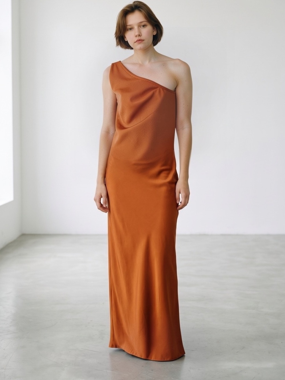 Obando One Shoulder Dress in Vibrant Orange